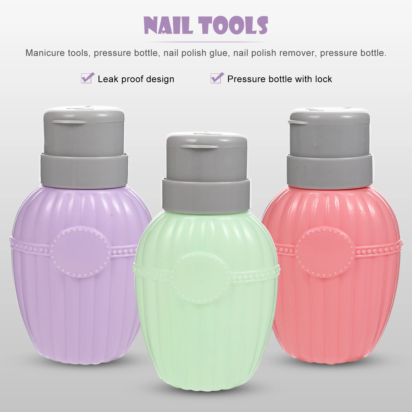 3 قطعة زجاجات مزيل طلاء الأظافر المدمجة المحمولة مانعة للتسرب مانيكير الصحافة مضخة الحاويات لتخزين السائل فارغة #2