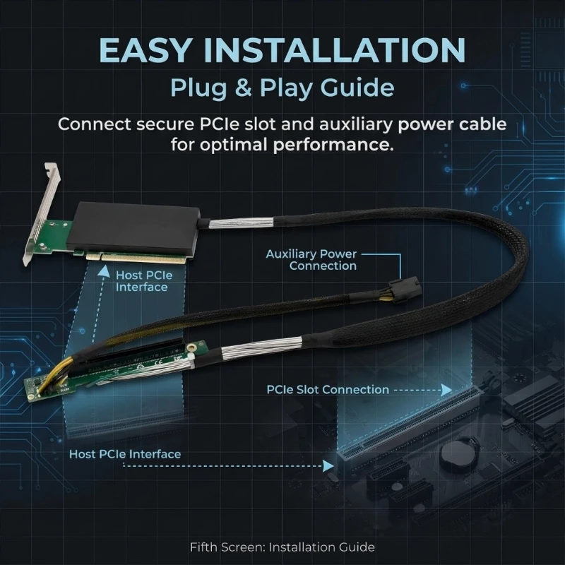 PCIe Slot Extension Cable, PCIe 5.0 X16 55CM Cable for Desktop GPU Mounting, Internal Cable Routing, and Flexible Build D2RC
