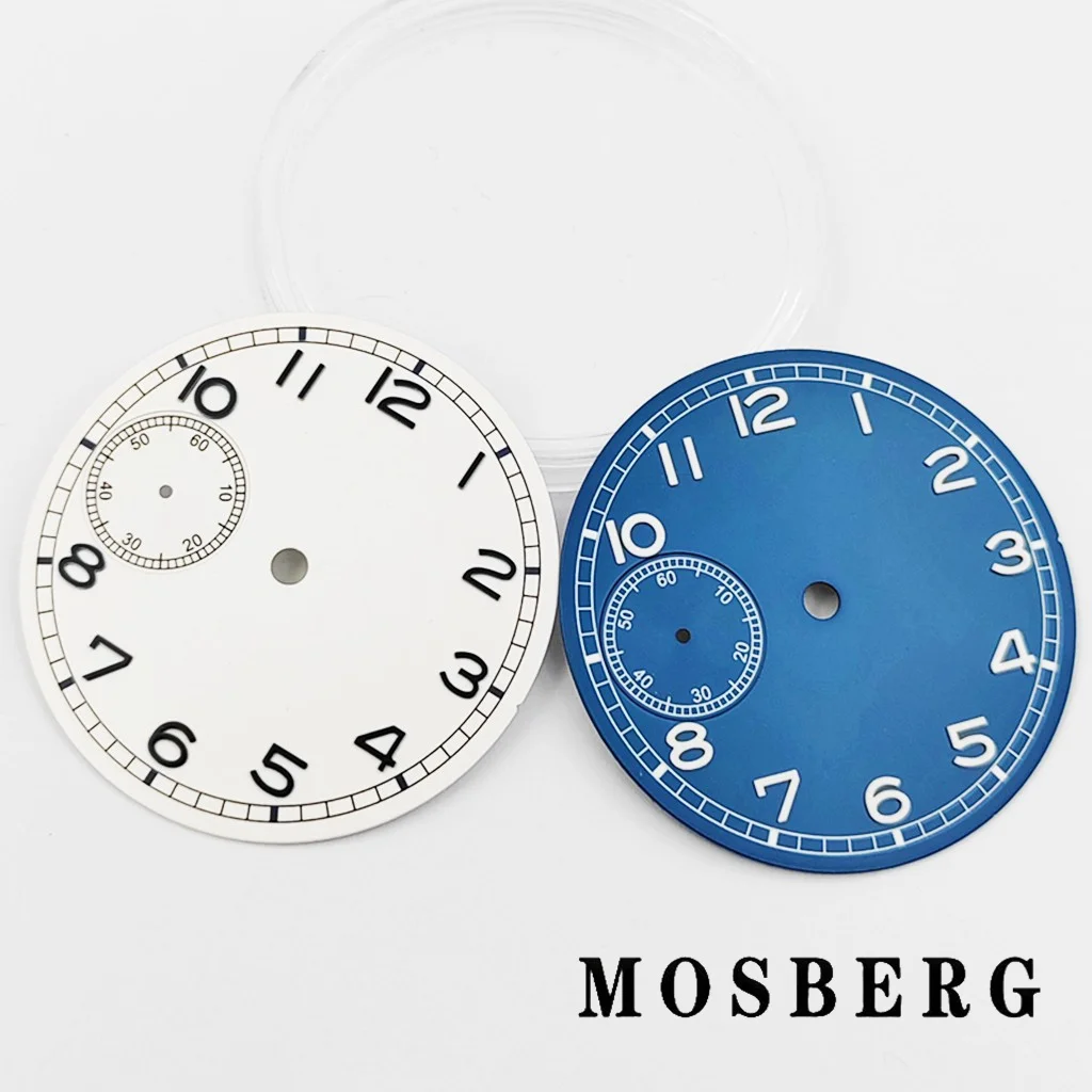 Циферблат часов 37 мм для ETA 6497 ETA 6498 ST3621, зеленый светящийся с окошком даты, циферблаты, автоматический механизм