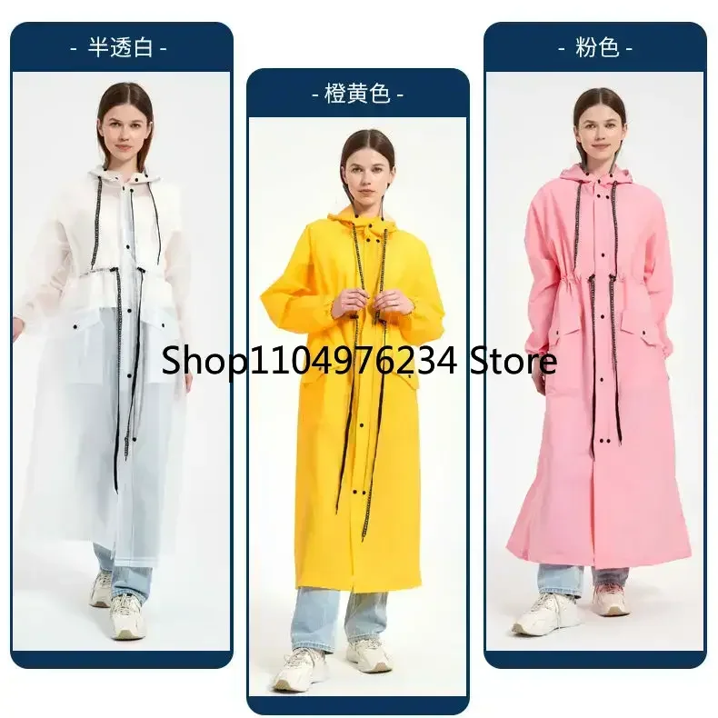 معطف واق من المطر طويل شفاف من مادة PVC للبالغين - مقاوم للماء لحماية الجسم بالكامل للدراجات النارية والمشي لمسافات طويلة والمطر الثقيل ‌