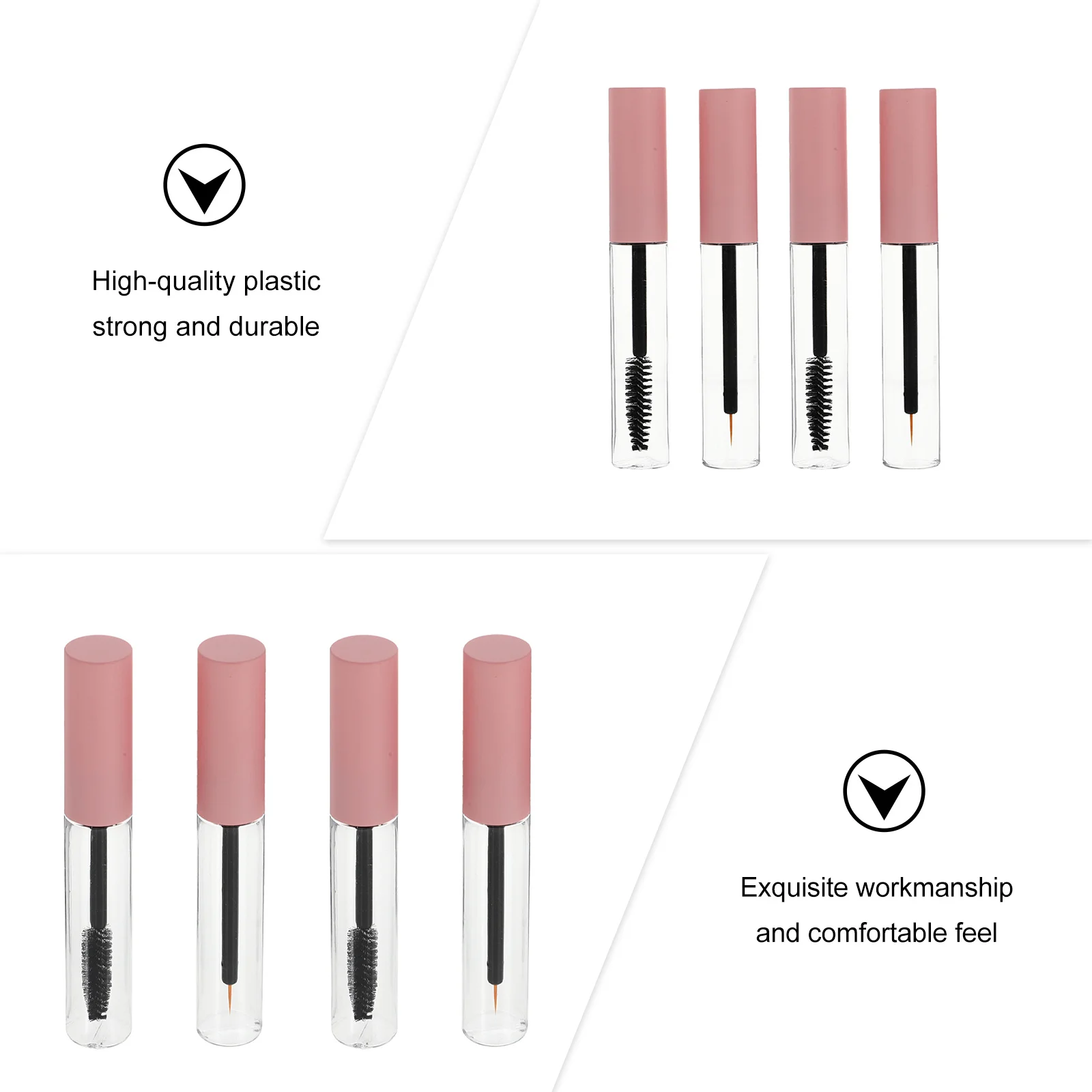 4 pezzi pet vuoto tubo mascara piccola punta ombra fodera bottiglia trasparente contenitore riutilizzabile per eyeliner fai da te lucidalabbra facile da