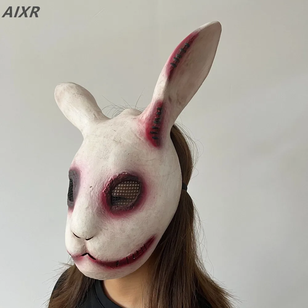 

Holiday Headgear Latex Mask Bloody Rabbit Costume Halloween Cosplay Costume Led Mask Scary Alien Horror Party Accessories Funny