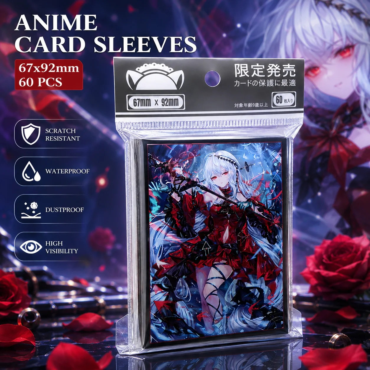 60PCS 67x92mm Skalter Themed Anime Protector Sleeves Toploading Trading Card Sleeves Protectors for TCG MTG PTCG Sport Card
