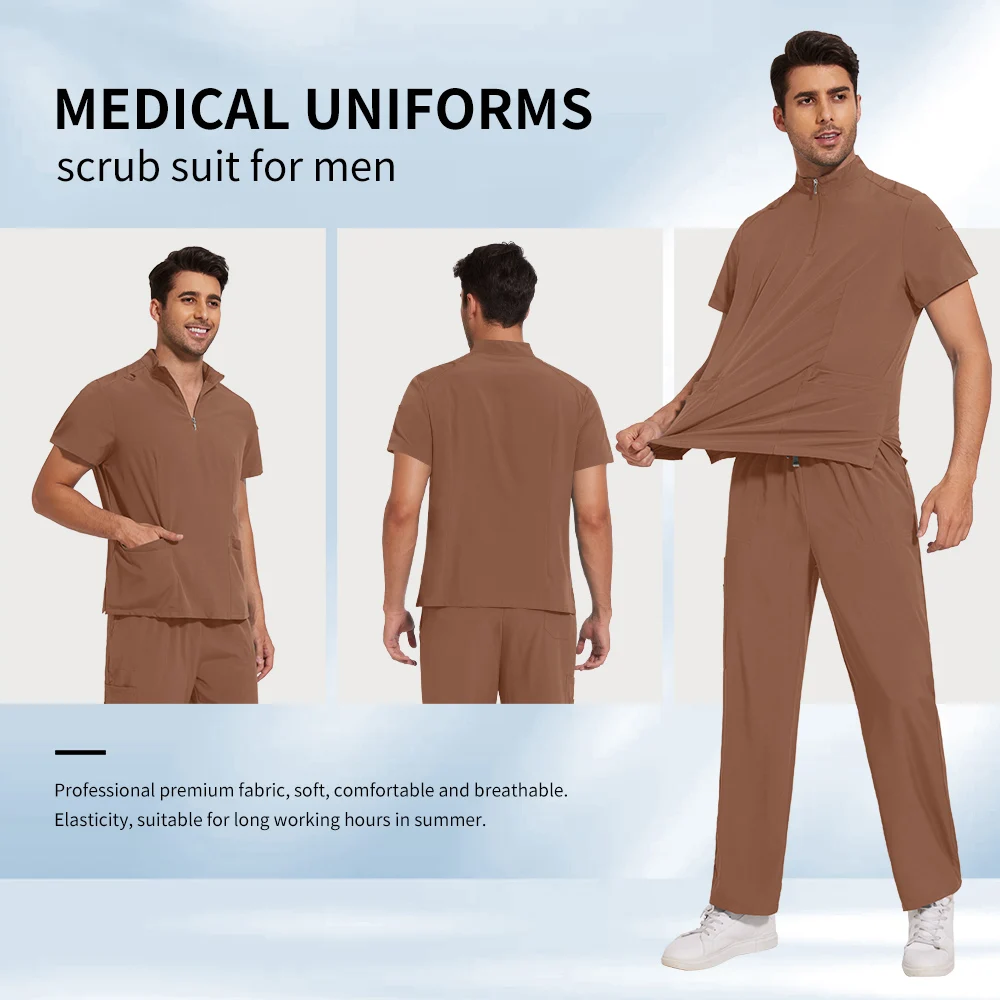 Niaahinn Operatiekamer Uniform Unisex Medische Scrubs Set Schoonheidssalon Werkkleding V-hals Ziekenhuis Arts Chirurgische Werkkleding Mannen