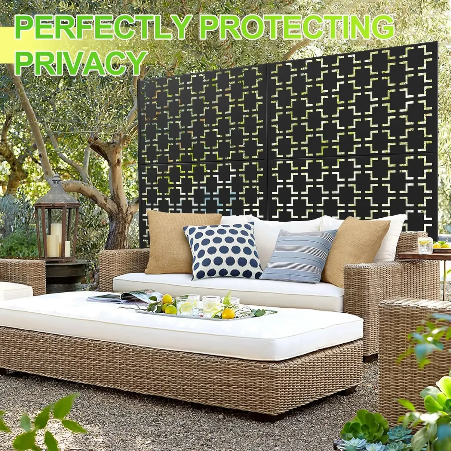 

[flash Sale, Clearance!]outdoor Screen,72" H×47" W Metal Privacy Screen, Freestanding Fence Panels For Patio