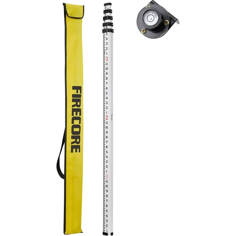 

16-Foot Aluminum Grade Rod - 10ths, 5 Sections Telescopic with Bubble Level-FLR500B