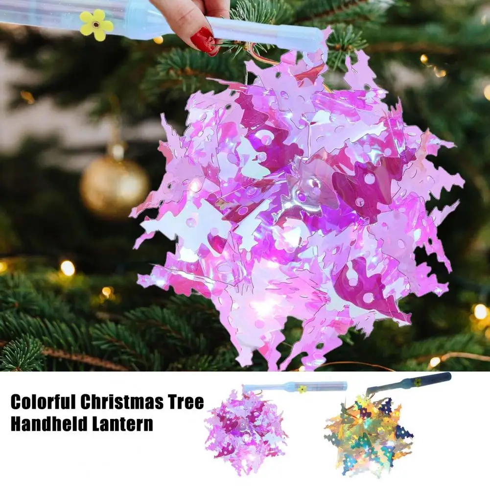 14cm 3D LED Christmas Lantern Handheld DIY Xmas Tree Lantern Kit Light-up Making Craft Package For Christmas Party Home Decor