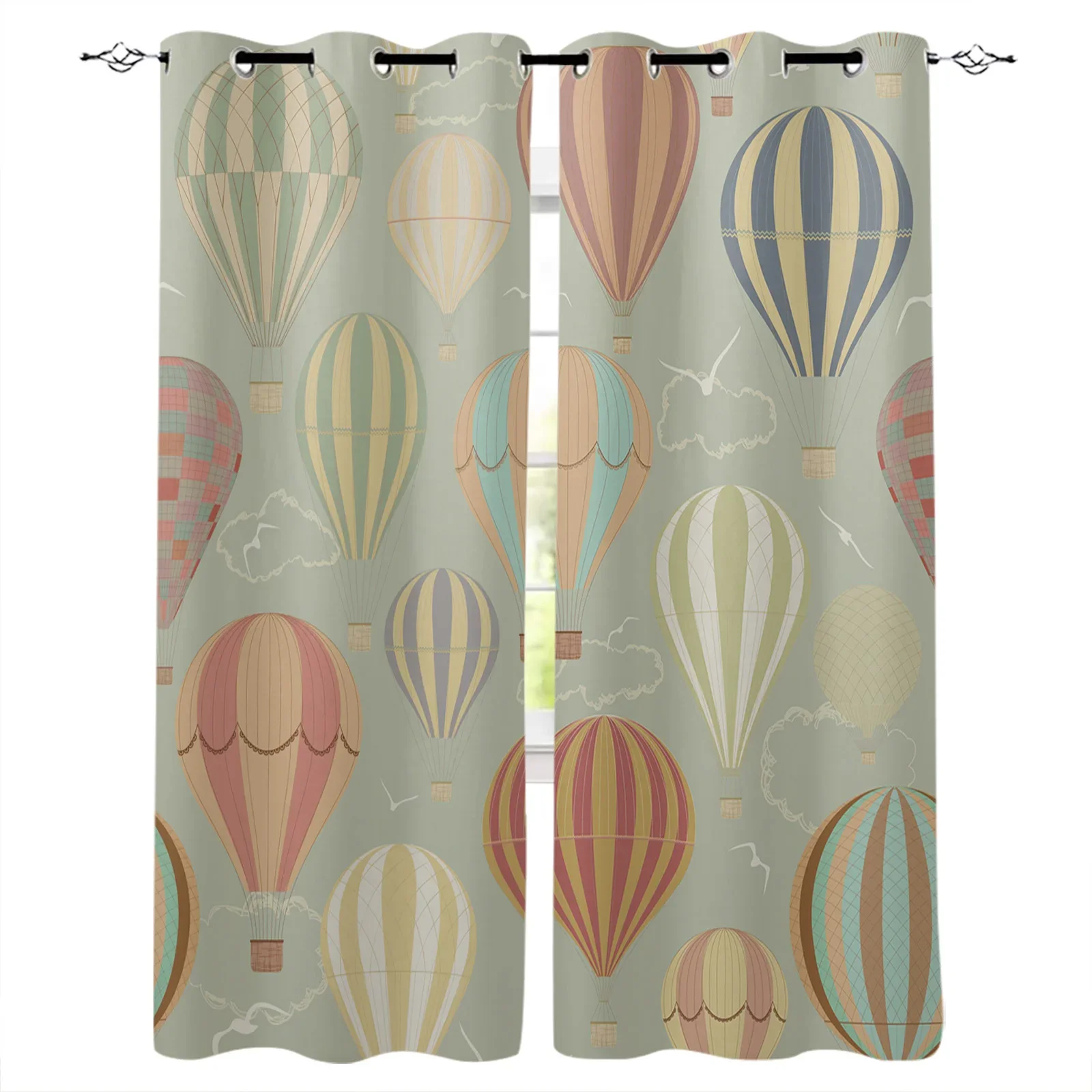 Cartoon Hot Air Balloon Blackout Curtains Window Curtains For Bedroom Living Room Decor Window Treatments