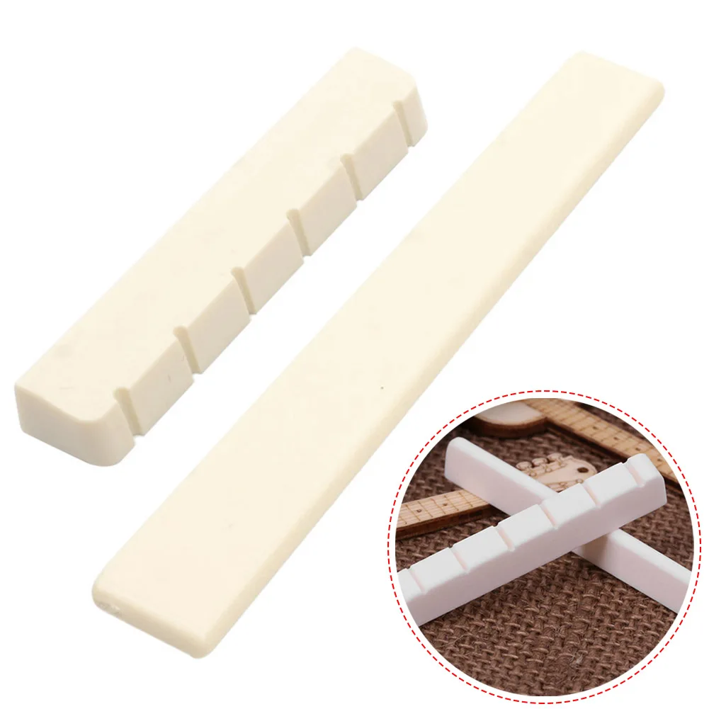 1 st 6-Snarige Bone Klassieke Gitaar Brug Zadel En Moer Witte Bone Brug Vervanging Real Bone Gitaar 52mm Moer 80mm Zadel Kit