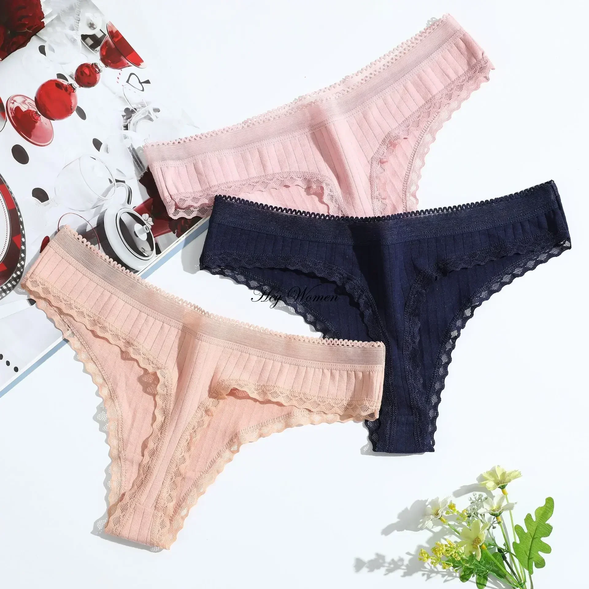 Lace Panties for Women T-pants Low Waist Cotton Crotch Underwear Sexy Ladies Briefs Breathable G-string Intimates Lingerie