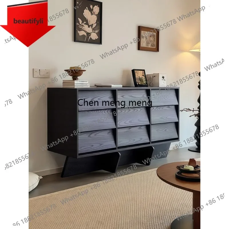 

Q181 Wabi Sandy Wind Solid Wood Wall Storage Cabinet Living Room Ash Wood Entrance Mealside Locker