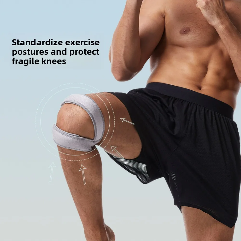 Adjustable Patella Strap Builtin Double Silicone Double Compression Knee Protection Shock Absorbing Breathable Running Badminton