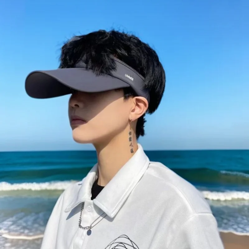 الصيف قبعة الشمس قبعة للشاطئ الرجال فارغة أفضل قبعة موضة قبعة الشمس الرجال في الهواء الطلق الأشعة فوق البنفسجية حماية قبعة الشمس الصيف قبعة للجري في الهواء الطلق 2