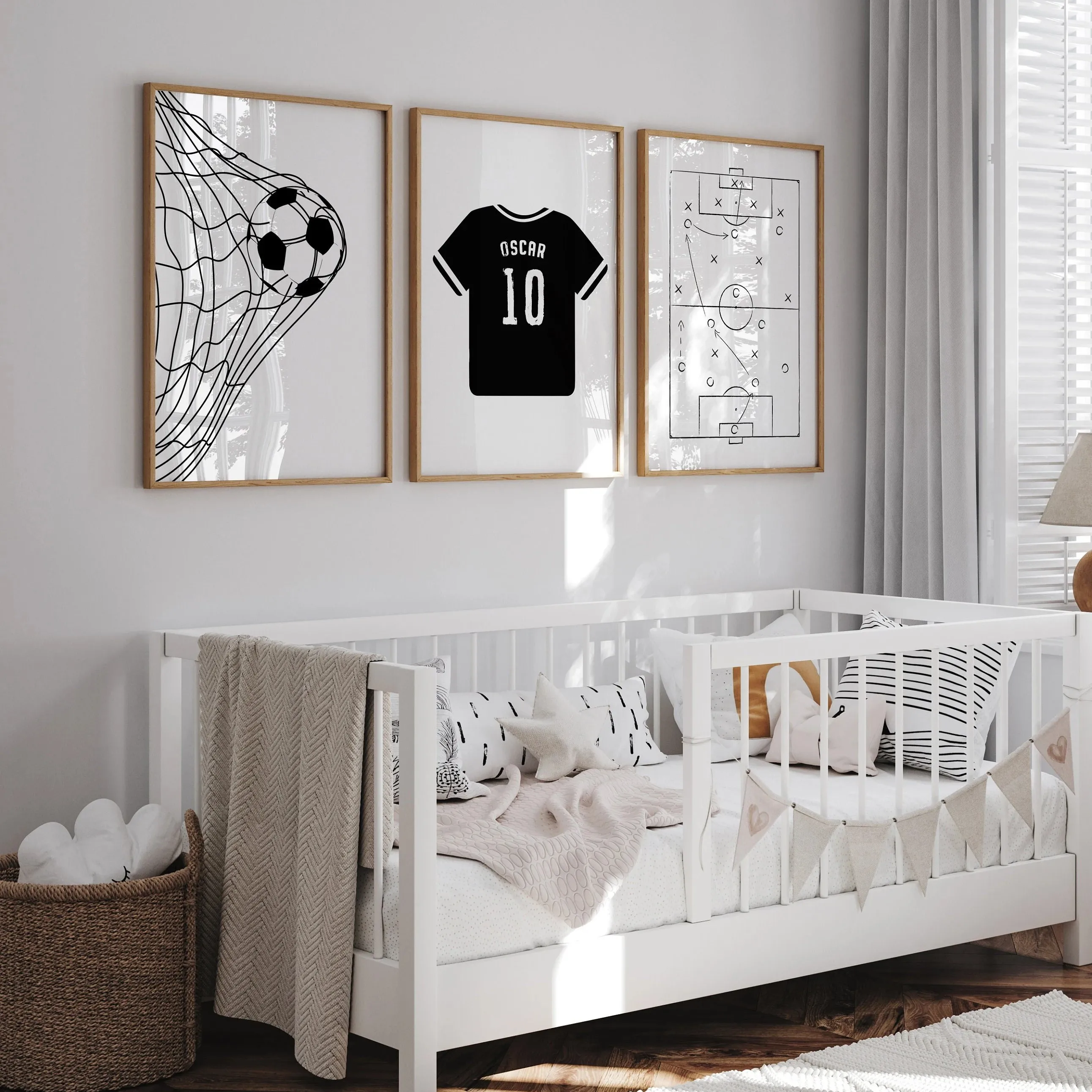 Custom Football Field Map Poster Soccer Jersey Print Personalized Name and Number Canvas Art Poster Set Gifts for football fans