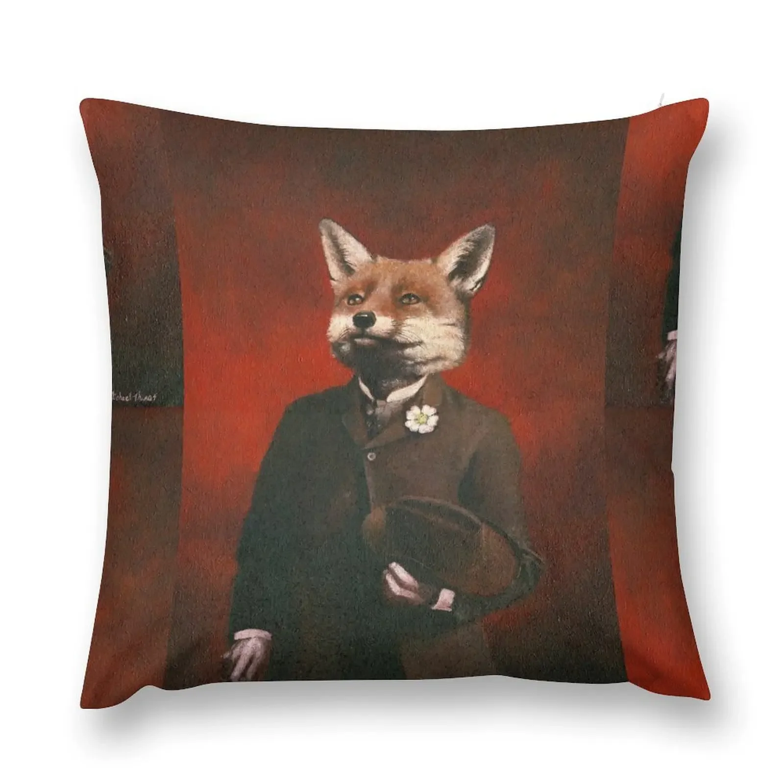 Edwardian Mr Fox In A Suit Throw Pillow Cushions Home Decor Cusions Cover pillow