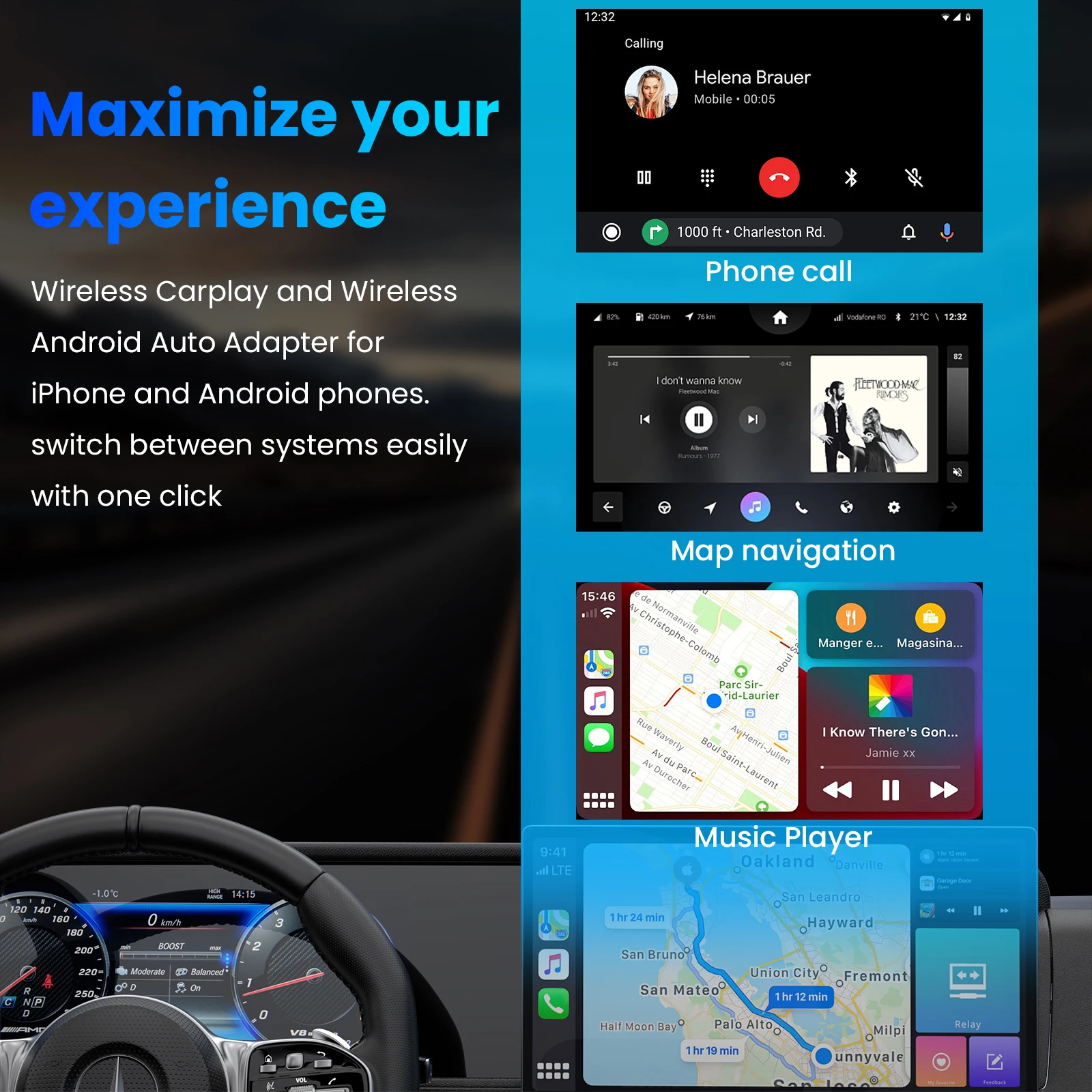 OEM السلكية CarPlay Cars Wireless Carplay Android Auto محول مع Netflix YouTube TikTok Google Play