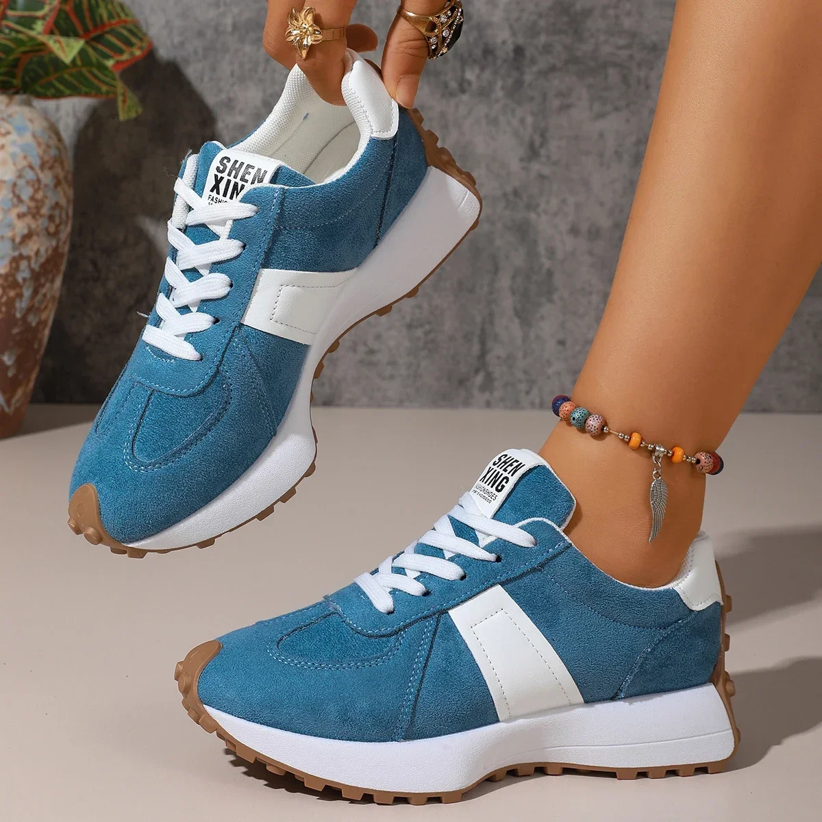 2026 New Women Sneakers Fashionable High-quality Luxury Lace-up Shoes Women Casual Versatile Thick-soled Running Sneakers Women
