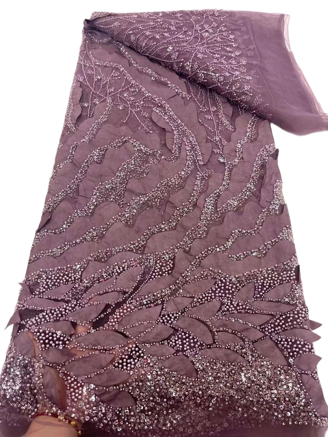 2024 Latest Good Quality Very Soft Delicate Laser Cotton lace with Lots Stones fabric For Party Evening Dresses U_Ge5368