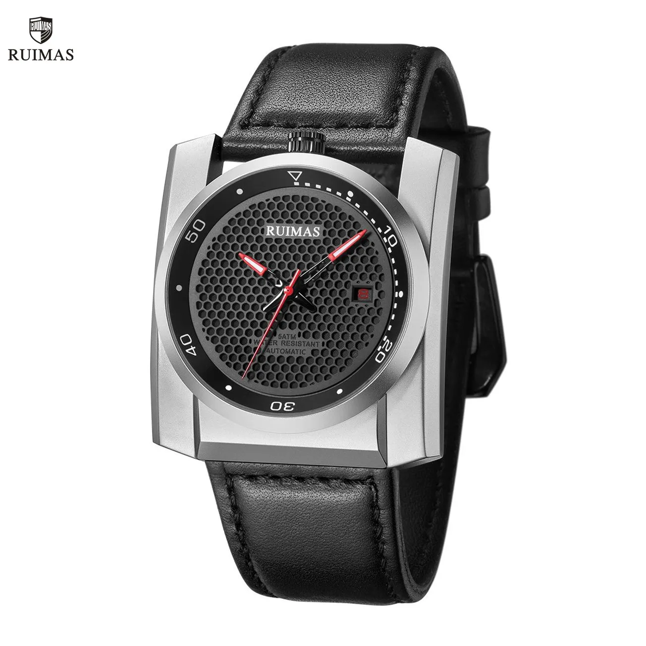 

RUIMAS Luxury Men Watches Automatic Mechanical Wrist Watch for Mens Fashion Leather Business Casual Clock Montre Homme 6775