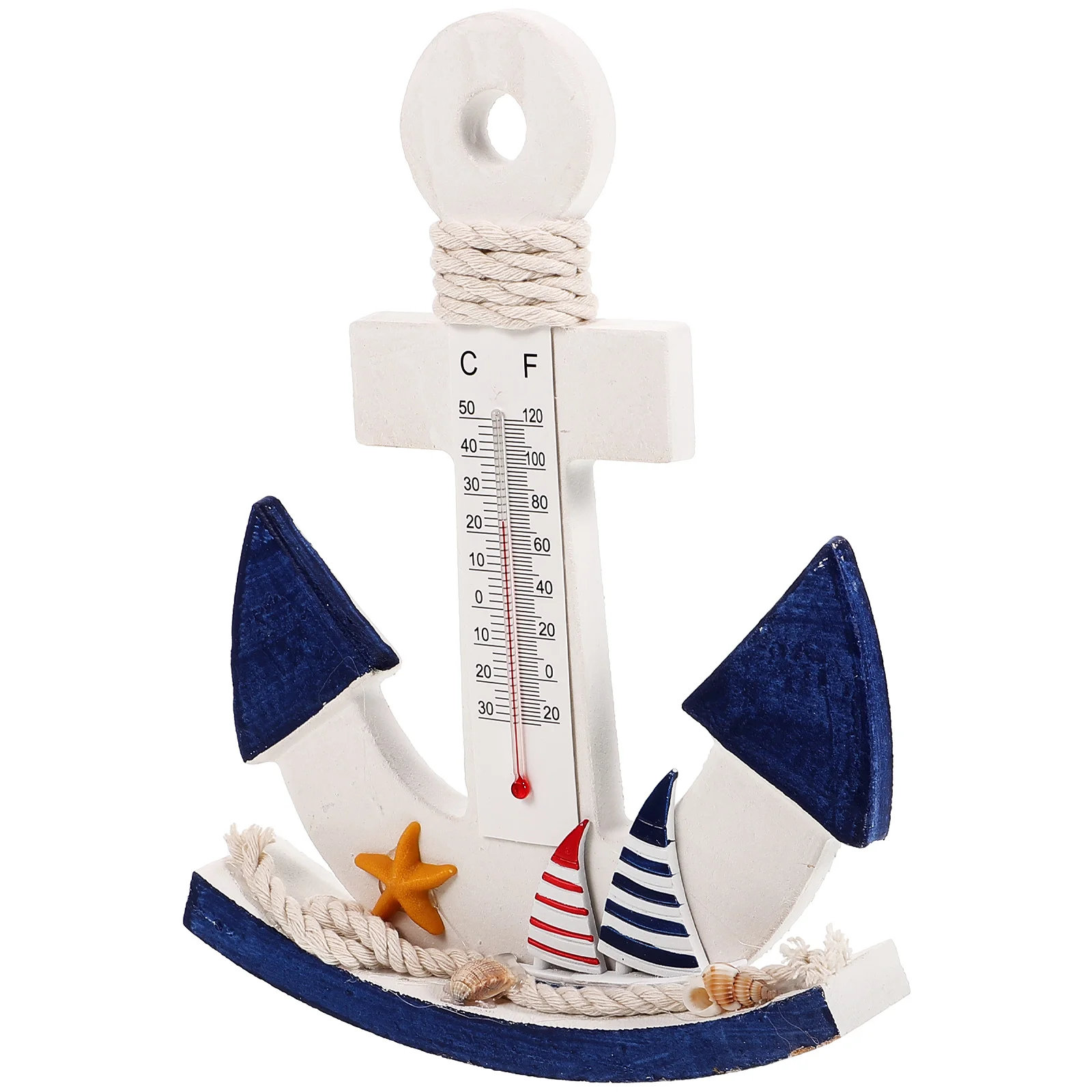 

Anchor Shaped Wooden Thermometer Home Decor Ocean Theme Temperature Gauge Bedroom nament Retro Style Craftsmanship Gift Idea