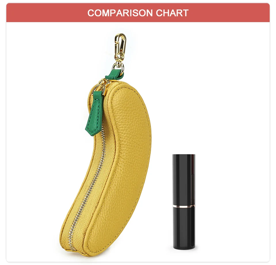 CONTACT'S Genuine Leather Bag Charm, Fruit Series Mini Pouch Keychain, Cute Handbag Pendant for Women, Female Small Item Holder