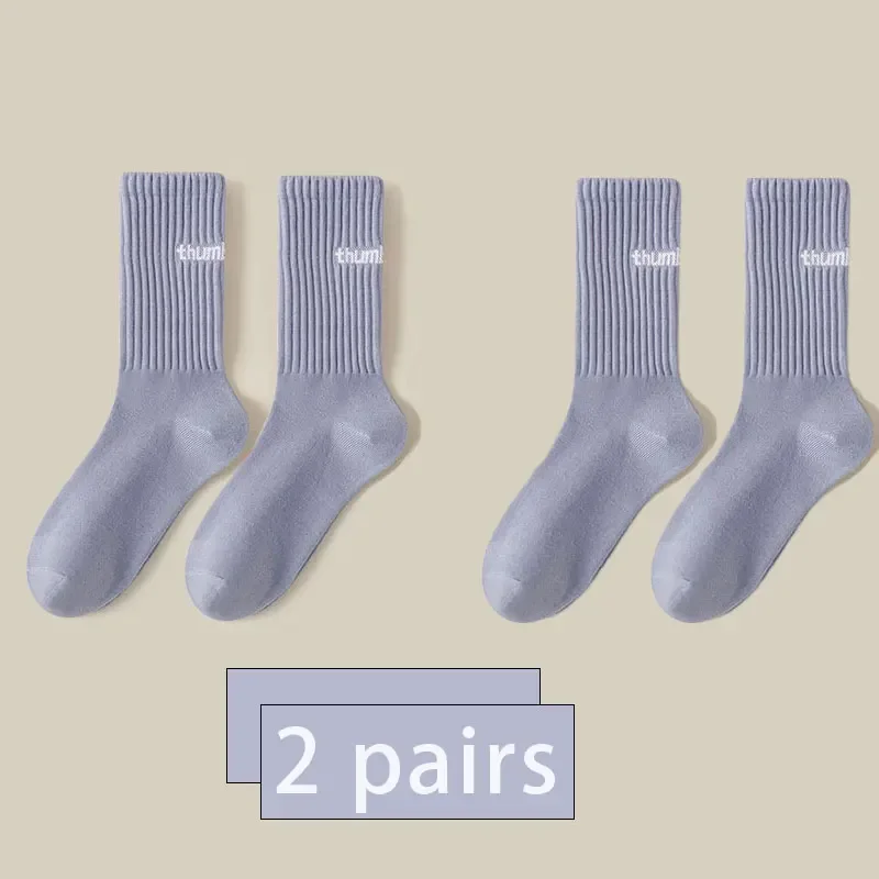 2 pairs of new mid length socks for men in spring, summer, autumn, and winter, sweat breathable sports high tube trendy socks image 4