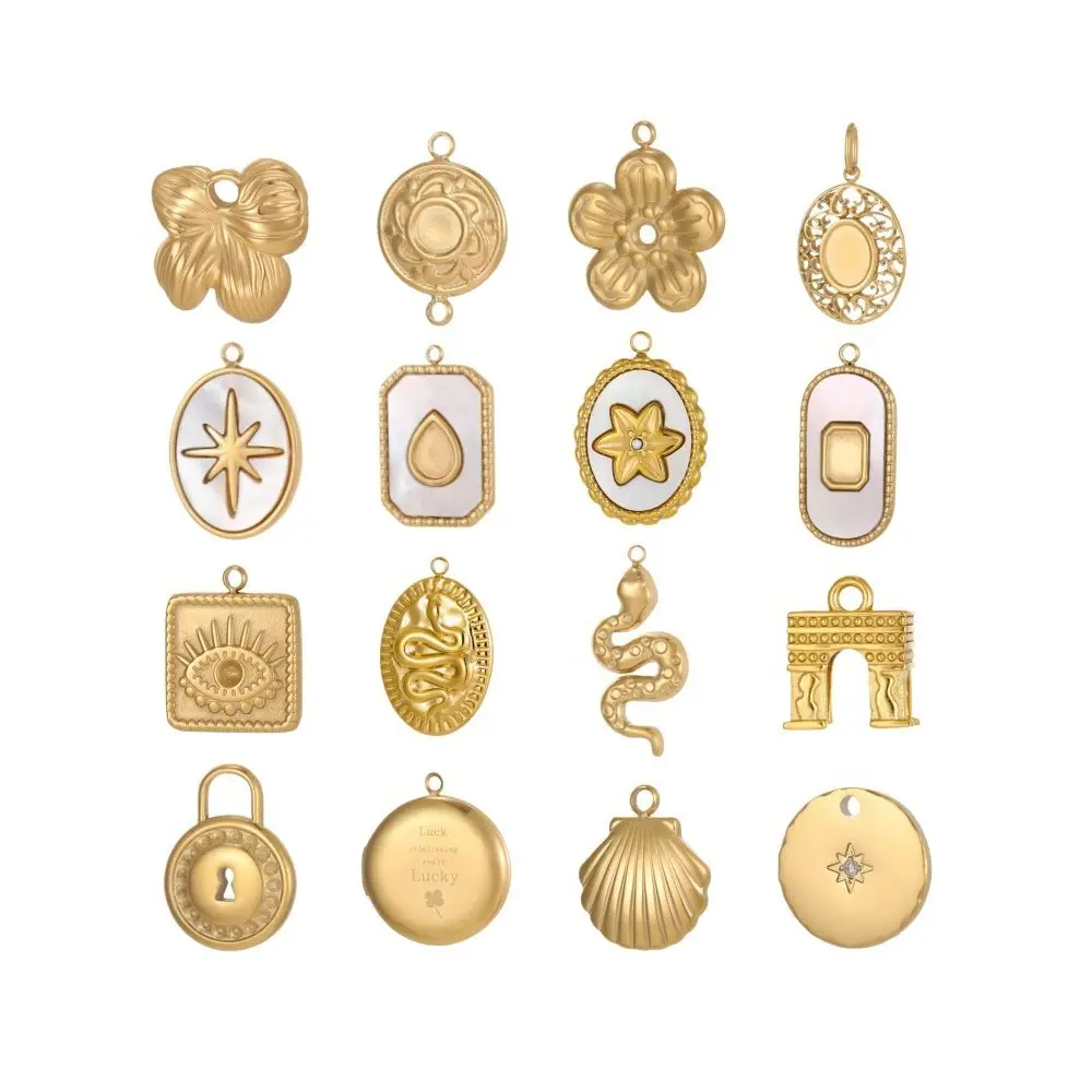 Angesagter Vintage DIY-Schmuck Edelstahl Gold PVD-beschichteter Blumen-Weißmuschel-Anhänger für Halsketten- und Ohrringherstellung Zubehör – Detail 7