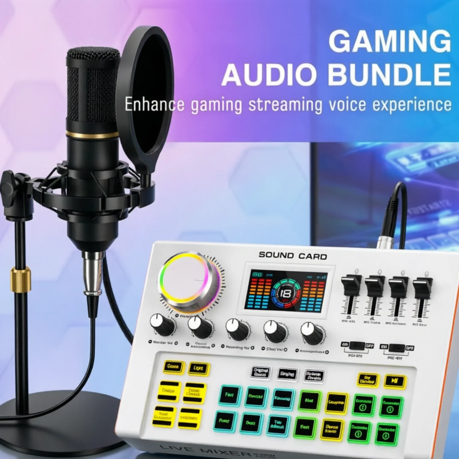Professional Podcast Microphone Kit with Audio Mixer