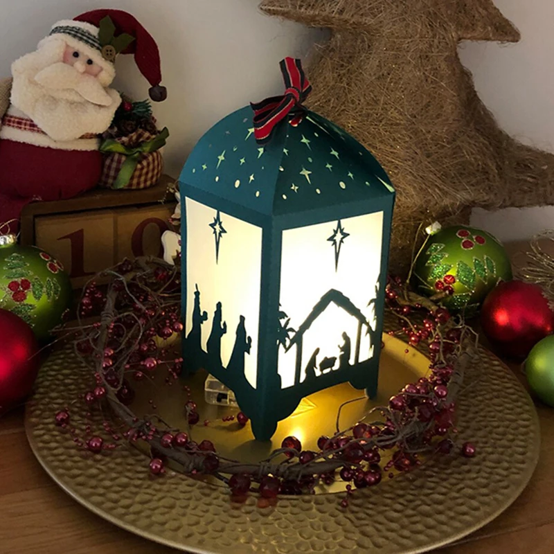 

New Arrival 2022 Metal Cutting Dies For Scrapbooking Diy Handmade Puzzle Background Christmas Jesus Lantern