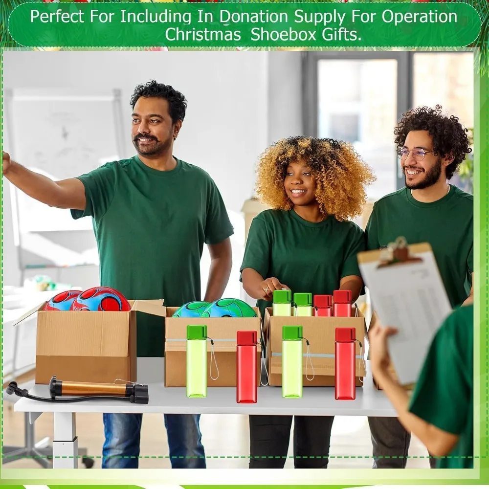 대량 공기 배출 축구공 48개, 12세트, 사이즈 5, 펌프 바늘 포함, 물병, 오퍼레이션 크리스마스 자선품