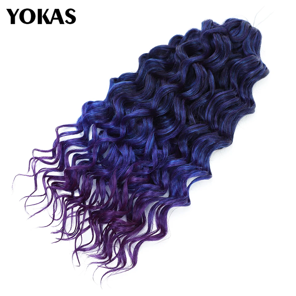 

24 Inch Crochat Hair Extensions Synthetic Purple Hair For Braids Ocean Wave Hawaii Curl Braiding Hair Extension For White Female