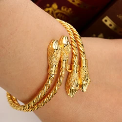 Turkish Trendy Snake Bangles Copper Gold Plated Ethnic Lucky Jewelry for Women Arabic Middle East Wedding Accessory Bijoux