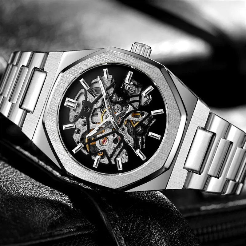 FORSINING 344D Mechanical Sport Design Bezel Fashion Watches Top Brand Luxury Montre Homme Clock Men Automatic Skeleton Watch