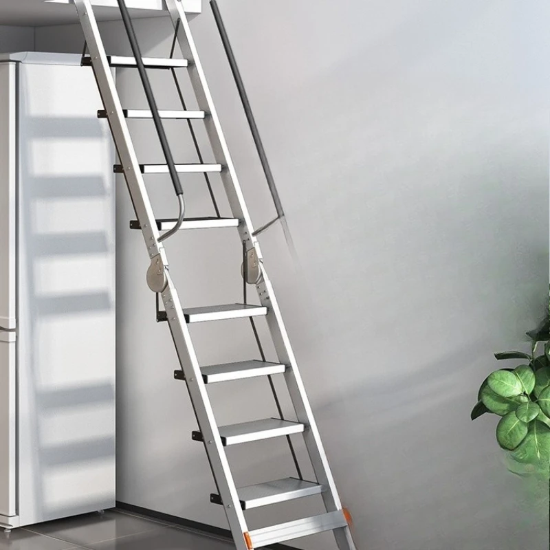 

Ladder Household aluminum alloy folding loft ladder Retractable thickened herringbone ladder Multifunctional indoor climbing