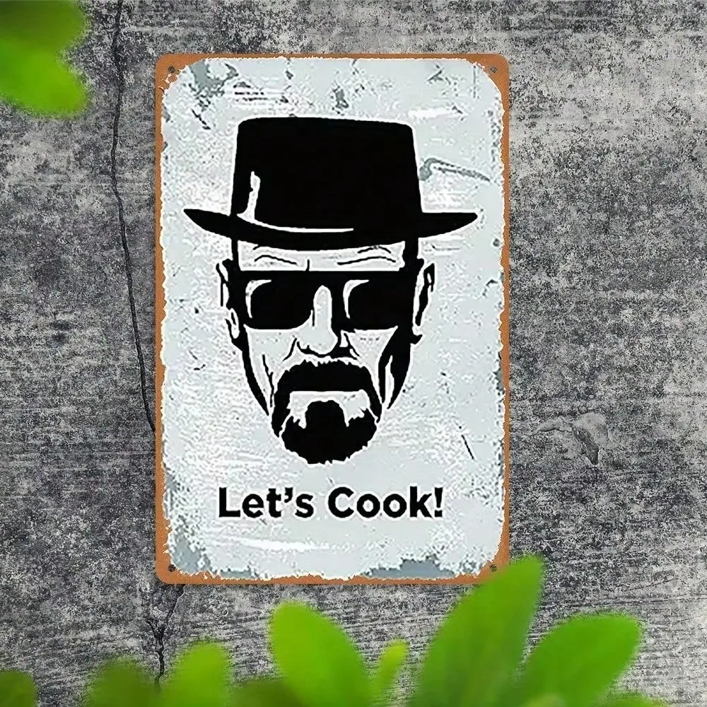 علامة CookNostalgia Heisenberg المعدنية العتيقة "دعونا نطخ!" ديكور مقاوم للماء للمطبخ/البار/غرفة النوم