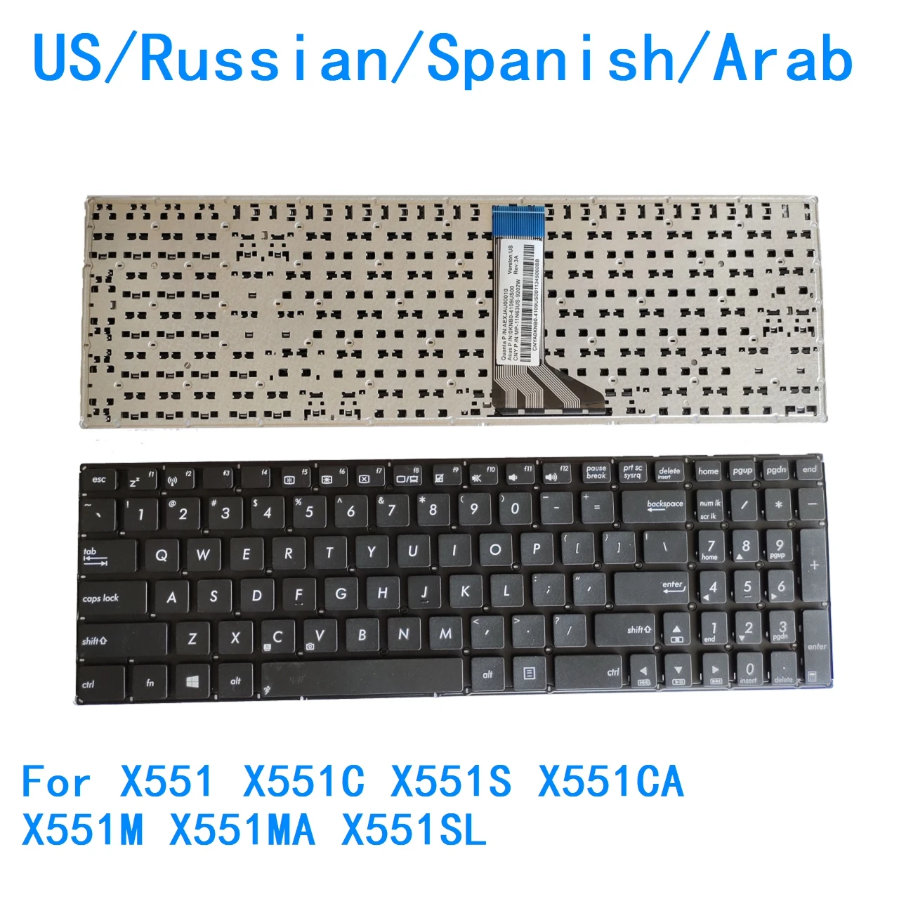New US Russian Spanish Arab Language Keyboard For ASUS X551 X551C X551S X551CA X551M X551MA X551SL Replacement Keyboard