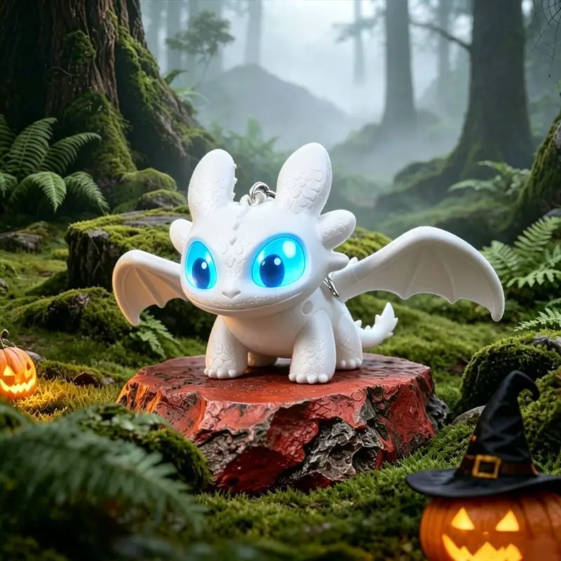 Pequeño juguete de dinosaurio para Halloween y Navidad con ojos brillantes y sensor de vibración, figura coleccionable de moda.