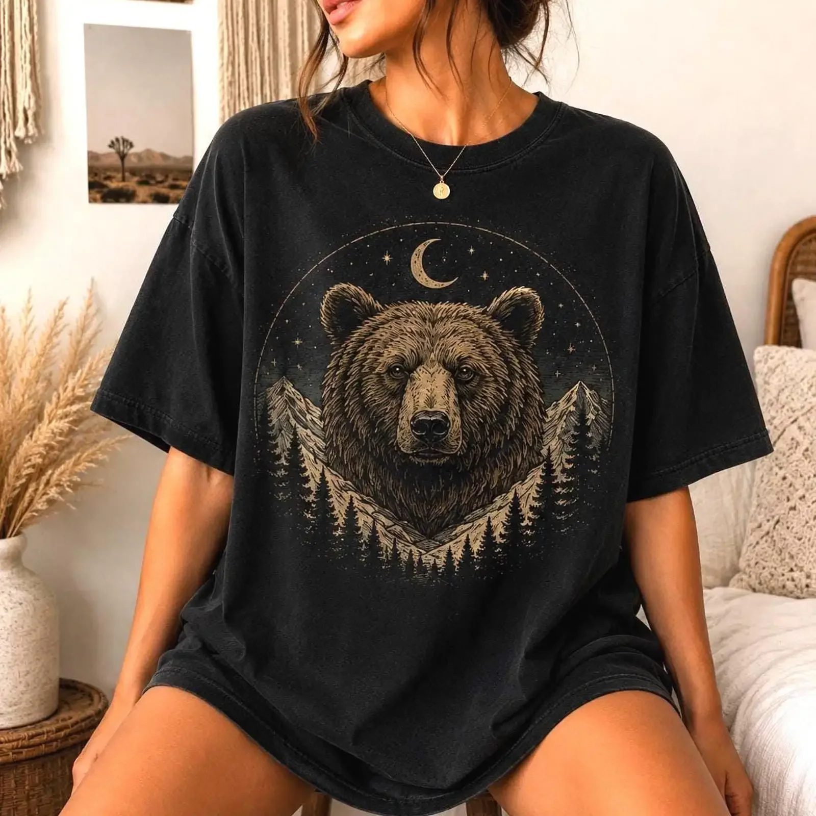 Vintage Bear Mountain T Shirt Rustic Woodland Nature Lover Apparel vintage Washed designer clothes Slightly
