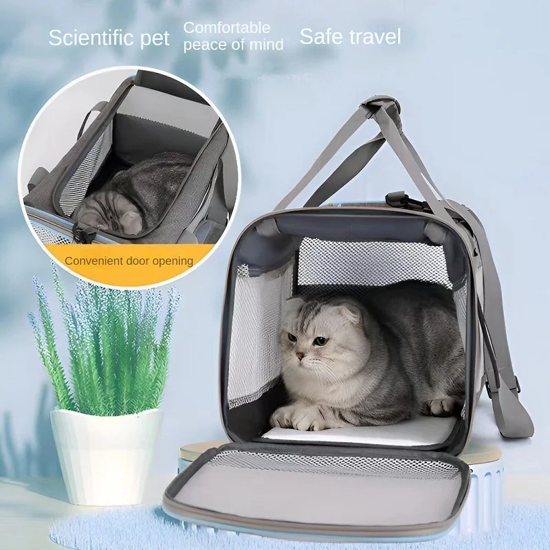 Pet handbag five sides breathable go out portable single shoulder crossbody can do nest and travel cat bag large capacity