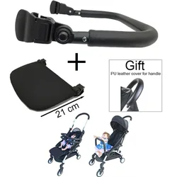 MomTan ®   Accesorios para cochecito de bebé, reposabrazos de cuero, reposapiés extensible, cubierta protectora de mango para cochecito Babyzen Yoya YOYO 2