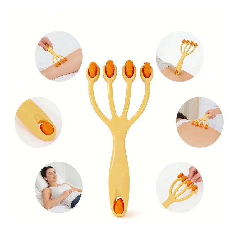 Multi-purpose Four Rolling Balls Massager Claws Waist Back Neck Leg Muscle Pain Relief Body Massage Roller