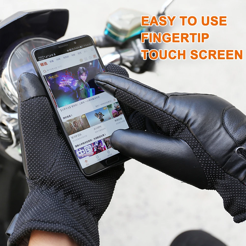 Leather Winter Gloves Heated Waterproof Outdoor Warm Hand Heating Gloves Touchscreen Hand Warmer for Hiking Skiing Fishing - view 4