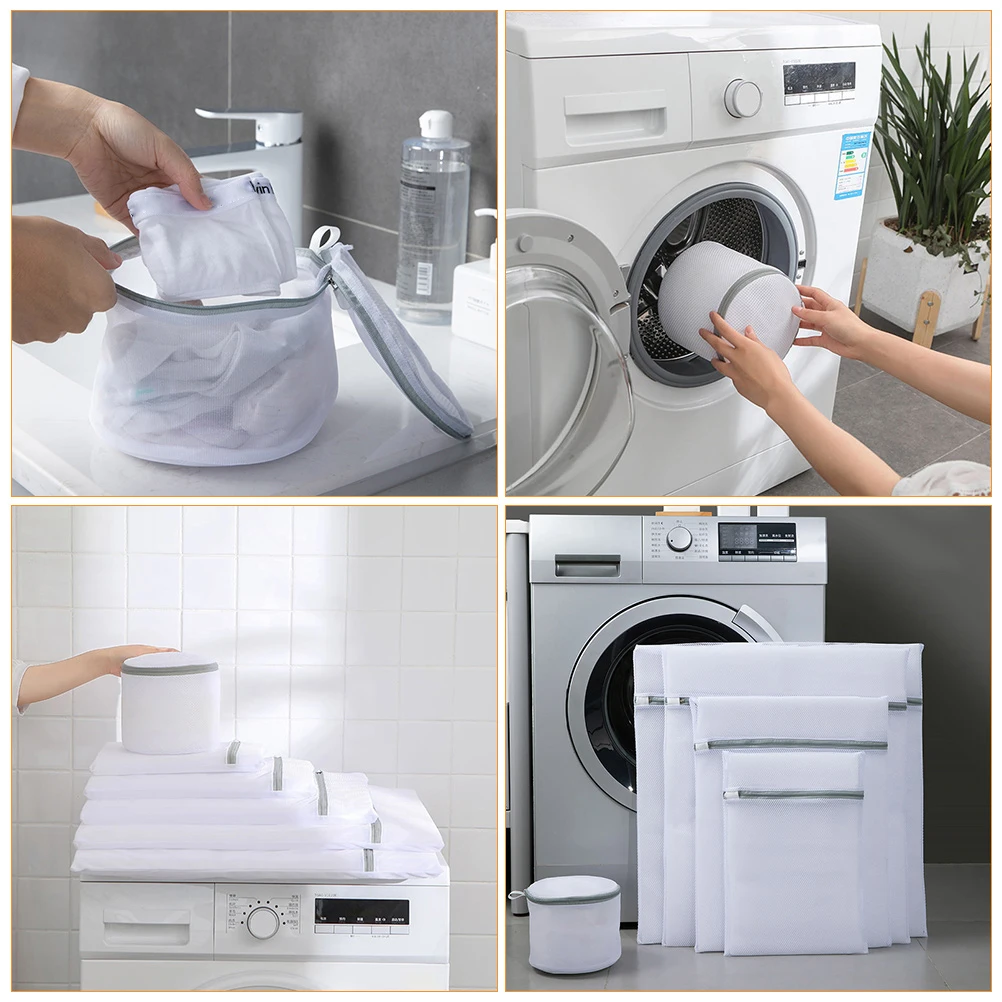 

Laundry Bag Multipurpose Wash Bags Delicate for Washing Machine Household Washable Polyester Small Travel Reusable White