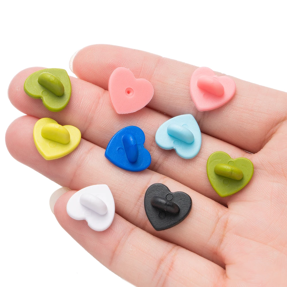 50pcs Heart Rubber Lapel Pin Safety Backs Holder for DIY Butterfly Clutch Brooch Tie Hat Badge Insignia Accessory Craft Material