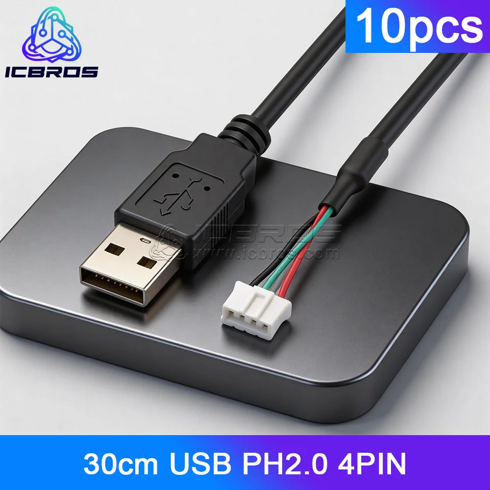 10pcs USB PH2.0 4PIN Terminal Motherboard 4-Pin To USB2.0 Male Data Adapter Cable All Copper