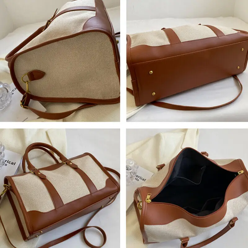 ISKYBOB – sac à main de rangement de voyage pour femmes, sac de bagages de Fitness Vintage, sac à bandoulière simple, grand sac en Nylon et cuir PU 2023