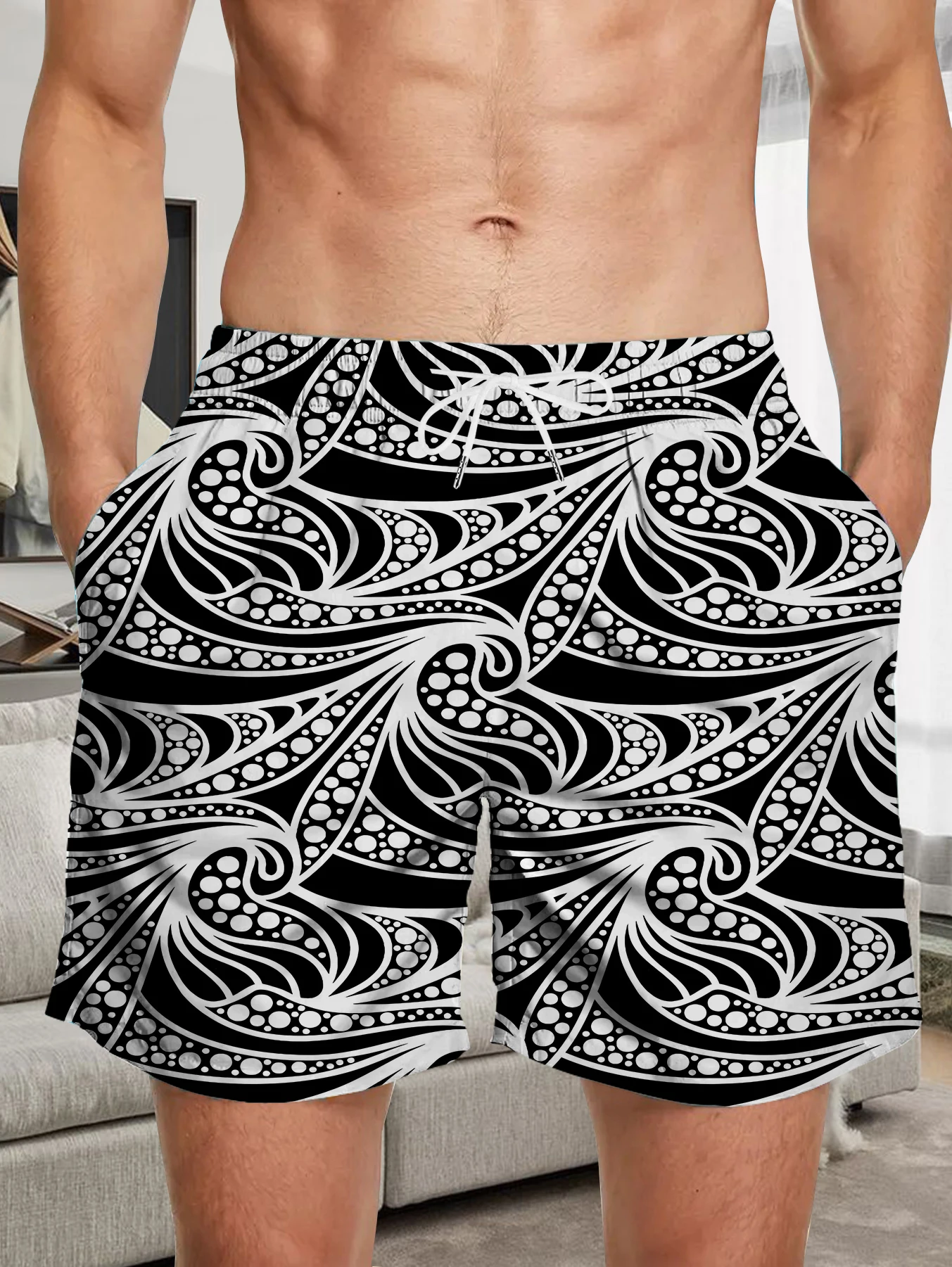 

Men Casual Full Digital Print Shorts Breathable Polyester Beach Quick Dry Pants