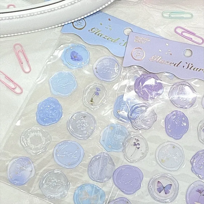 

15pcs/set 4 Style Fire Paint Seal Drip Glue Stickers Good-Looking Envelopes Sealing Paste Handbook Decoration Sticker Stationery