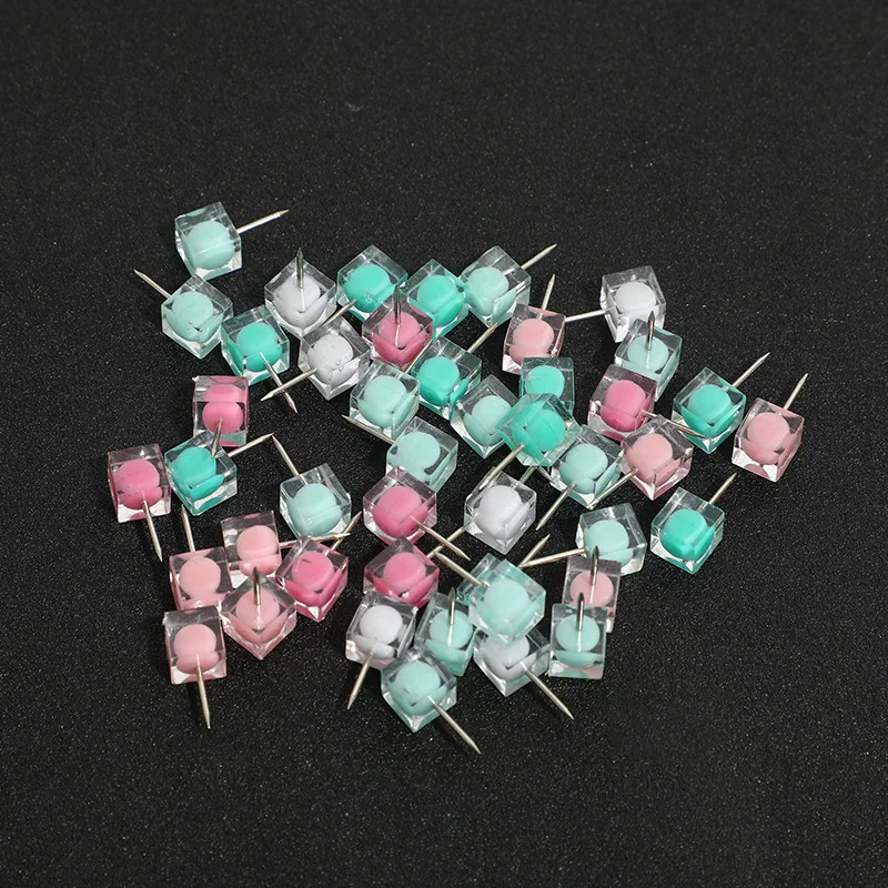 20pcs Double-sided crystal square pushpins Color pushpins DIY decorative wall nails Art pressing nails