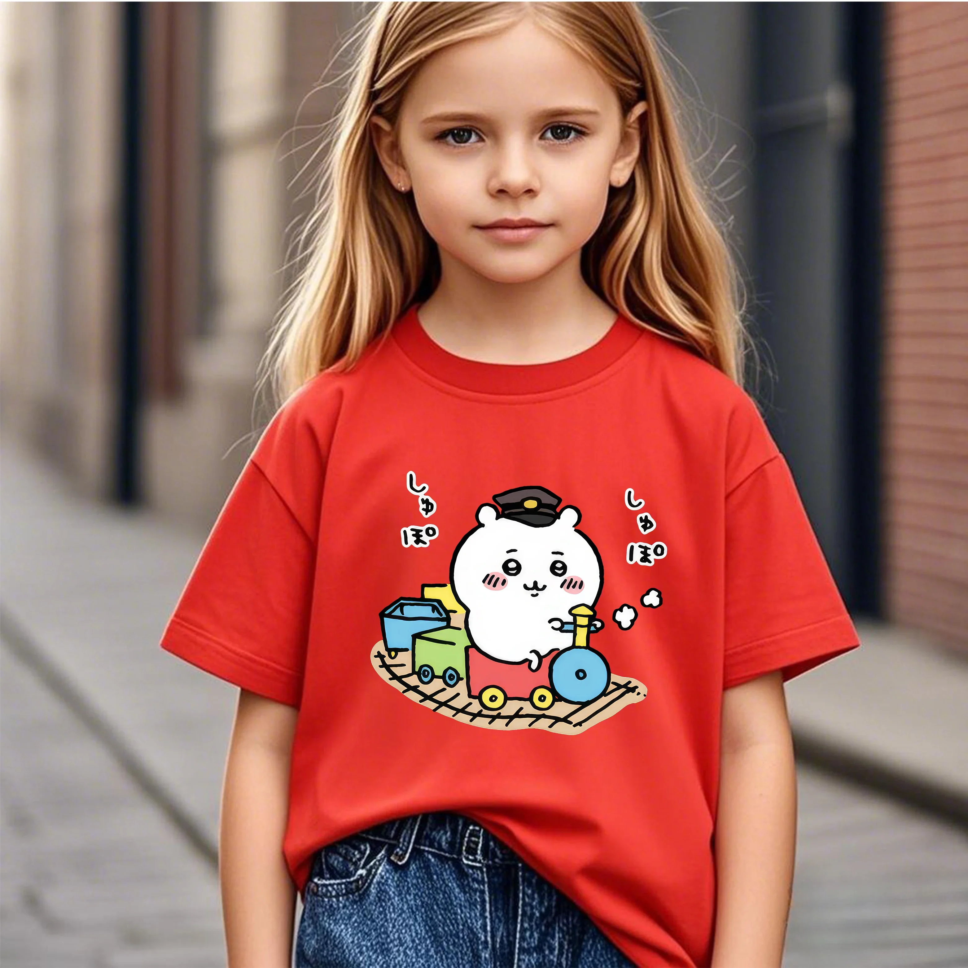 

New 2026 Chiikawa Cartoon 2D Print Casual Summer Short Sleeve Tops For Kids Girls Teenagers
